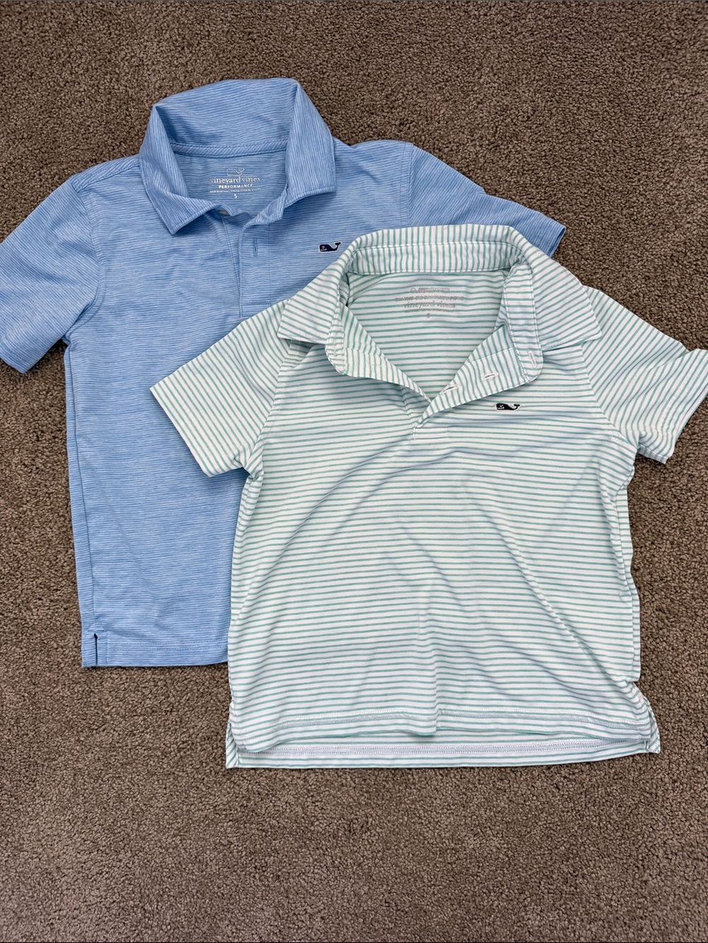 Vineyard Vines Boys' Blue & Light Blue Striped Polo Pair